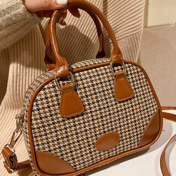 jaycieonposh Handbags - Brown Swallow Gird Print Satchel Bag